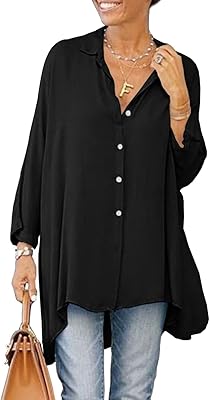 Surprised T-shirt for women, buttoned on the front, long sleeves, V-neck, loose blouse.. Affordable convenience is here — shop DIAYTAR Nigeria today.