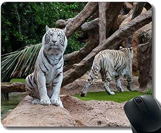 Mouse mat with lockable edge, tiger mouse carpet from wild white Bengal with sewn edge.. DIAYTAR NIGERIA: Your affordable gateway to thousands of products delivered within a week.