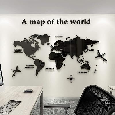 Wall stickers in 3D world card acrylic for office decoration (black, size L).. Experience the power of choice with DIAYTAR NIGERIA's extensive catalog and reliable delivery service.