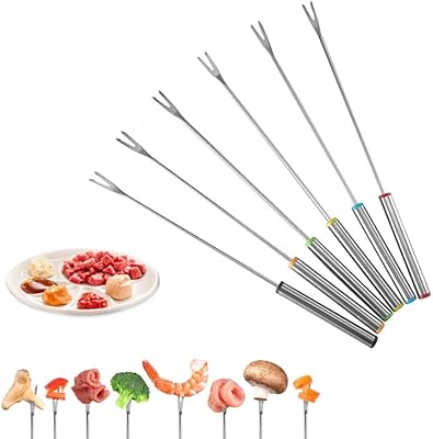 Fourchets with stainless steel fondue, 6 pieces 9.5 inch, fondue fork with stainless steel steel with color code with heat resistant handle for chocolate, fountain, hot cheese, barbecue, marshmallow.. Experience retail therapy without the financial stress at DIAYTAR NIGERIA's budget-friendly marketplace.