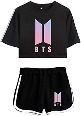 A set of shorts and a crop top for girls with a BTS design, suitable for summer.. Shop efficiently with DIAYTAR NIGERIA, offering thousands of products at unbeatable prices delivered promptly.