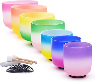 KVKA 7 pieces set of singing bowls in quartz rainbow crystal with free transport bag 432 Hz 7-12 inches.. Discover the convenience of DIAYTAR NIGERIA's vast product range delivered affordably in 5-8 days.