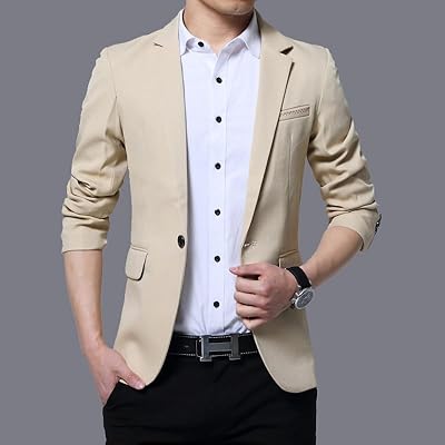 Men Blazer Wedding Costumes Men Black Costume Formal Jacket Slim Fit Meeting Dress Costume Men Blazer Large Size M-5XL (Khaki, L).. DIAYTAR NIGERIA revolutionizes online shopping with competitive prices and reliable 5-8 day delivery.