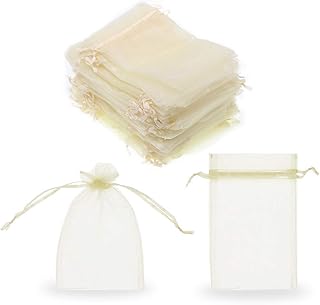 SM Direct 100 pieces 4 "x 6" jewelry bags in transparent organza with tightening cord gift bags for weddings and Christmas (beige).. Explore a world of choices with DIAYTAR NIGERIA's vast catalog and budget-friendly nationwide shipping.
