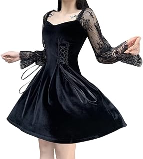 Cosplay evening dress Gothic dress black cocktail dress in cross lace dress velvet dress with long sleeves.. DIAYTAR NIGERIA redefines convenience with our vast product selection and swift nationwide delivery.