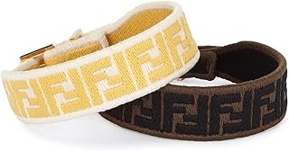 Fendi FF embroidered bracelet in brown, pink and yellow 8AH256, medium, natural fibers, without precious stones.. DIAYTAR NIGERIA: Bringing quality products to your doorstep at prices that won't break the bank.