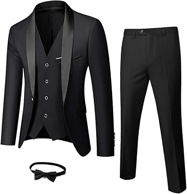Set of slim cutting smoking costume for men, 3 pieces, plain jacket with shawl collar, vest and pants with tie.. DIAYTAR NIGERIA delivers affordability and convenience to your doorstep within 8 days of purchase.