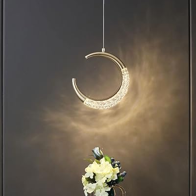 Suspended lamp in the form of modern fashion crescent, gold acrylic suspension, variable intensity chandelier, suspended reading lamp for bedroom, reading room, practical study.. DIAYTAR NIGERIA brings affordable shopping solutions to every corner of Nigeria in just 5-8 days.