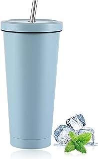 Thmin's iced coffee cup with cover and steel isolated straw.. DIAYTAR NIGERIA: Making quality products accessible to all Nigerians at affordable prices.