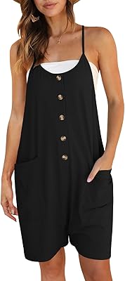 Sleeve -free summer unit for women, spaghetti straps, buttoned base, wide leg, large shorts with pockets with pockets.. Shop across categories at DIAYTAR NIGERIA with the confidence of affordable prices and delivery within 8 days.