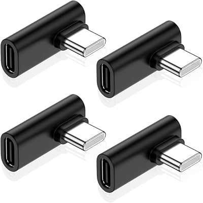 Jomihoney USB C to right angle adapter (4 parts) USB C male connector to USB C Female at 90 degrees, data transfer 10 Gbit/s, Thunderbolt 4/3 Extension type C for laptop, tablet, mobile and other C -type devices.. From fashion to electronics, DIAYTAR Nigeria brings it all to your doorstep — fast, easy, and affordable.