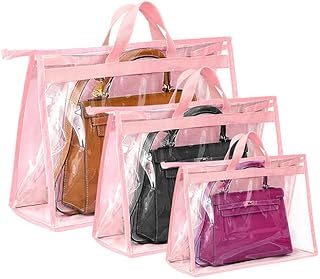 Homarket storage bag in transparent PVC with lid, tightly tight with dust and humidity, closet organizer with zipper and 3 -room handle (pink).. Your digital shopping companion, DIAYTAR NIGERIA offers unmatched value with nationwide shipping.