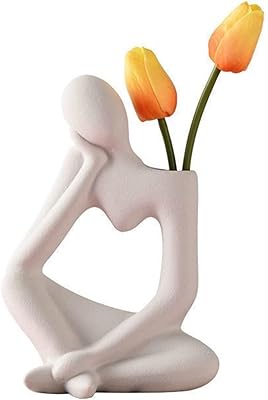 Vase design urdipolol thinker figurine, modern organic abstract vase, ceramic vase, modern decorative centerpiece for birthday gifts, home, office and party decoration (white).. DIAYTAR NIGERIA combines affordability, variety, and convenience with nationwide delivery services.