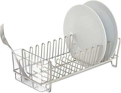 Stainless steel cutlery to dry the plates and acrylic together, silver, bosphorus, 32 cm x 13 cm x 10 cm.. DIAYTAR NIGERIA connects desires with reality through affordable prices and reliable delivery service.