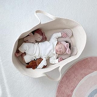 Portable baby basket bed in foldable woven cotton rope.. Browse, shop, and receive — DIAYTAR Nigeria keeps it simple.