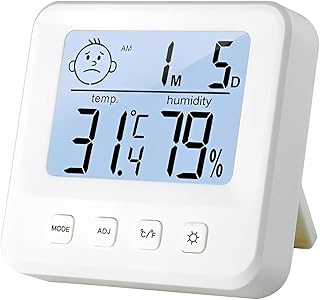 Macmulla digital interior hygrometer with temperature and humidity monitor, backlight, clock and Celsius/Fahrenheit function.. DIAYTAR NIGERIA combines affordability, variety, and convenience with nationwide delivery services.