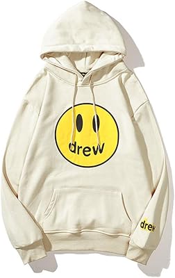 Bangoulo Hiphop Drew House Smiley Face Sweatshirt in Hooded Hooded Hood (Khaki, Large Size).. DIAYTAR NIGERIA: Your affordable gateway to thousands of products shipped nationwide within the week.