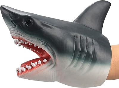Hand puppet Shark Dolphin for children, flexible rubber doll with a realistic white shark design for role play.. DIAYTAR NIGERIA: Where online shopping becomes effortless with budget-friendly nationwide delivery.