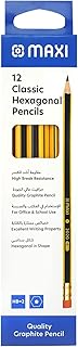 Maxi classic pencils set, hexagonal polygon design with gum and hp point, set of 12 pens, black.. DIAYTAR NIGERIA: Bringing quality products to every Nigerian home at prices everyone can afford.