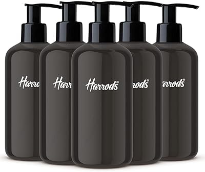 Harrods plastic plastic pump bottle, black bottle for oils, liquids, mist, room spray, rowoli and hand washing 300 ml (5 pieces).. Shop like never before with DIAYTAR NIGERIA's comprehensive marketplace and budget-friendly shipping.
