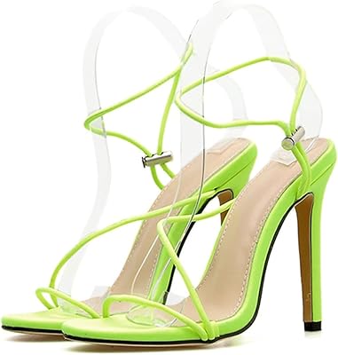 Hobiva Mintheels Women Fondles High Heels Crusaders Peep Toe Neon Colors Laces Woolly Sands Wedding Wedding Sandals (Color: Fluorescein, Size: 37).. DIAYTAR NIGERIA brings retail convenience to your screen with affordable prices and dependable shipping.