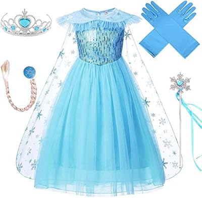 Justadil Snow Queen Costumes, Festival Dress for Girls, Cosplay clothes for girls, Princess Birthday Dress of Frozen, Blue Costume with set of accessories.. Discover endless possibilities with DIAYTAR NIGERIA's extensive product range and affordable shipping.