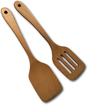 Set of Hineke wooden spoons, wooden spinner for non -stick kitchen battery, kitchen battery, heat resistant, ecological and safe, pack of 2.. DIAYTAR NIGERIA: Making online shopping accessible with affordable prices and nationwide delivery service.