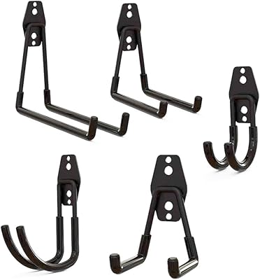 5 Robust wall hooks for garage storage system, kitchen organizer, multi-tail bent hanging support for suspended scale, herbs eater, extension, shovel, garden tool, mounting screws included.. DIAYTAR NIGERIA: Redefining online shopping with unbeatable prices and consistent delivery times.