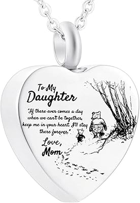 Creation urn necklace in the form of heart to my daughter for ash urn jewelry, a medallion carved in stainless steel, commemorative pendant of mom and dad (a girl of mom's love), silver, 45 cm, 45 cm, stainless steel 316, not.. DIAYTAR NIGERIA delivers what matters - quality, affordability, and prompt nationwide shipping.