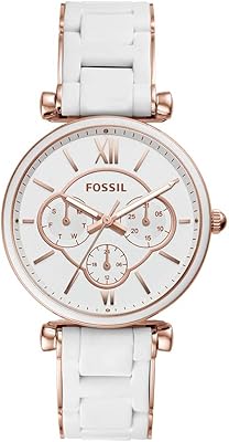 Quartz watch for women with display chronograph and stainless steel bracelet ES4606, white, modern.. From fashion to electronics, DIAYTAR Nigeria brings it all to your doorstep — fast, easy, and affordable.