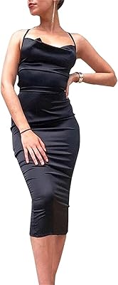 Primoda Midi Midi Dress In Silk Satin with Spaghetti Studding for Women, Bare back, laces, elegant evening dress.. From fashion to electronics, DIAYTAR Nigeria brings it all to your doorstep — fast, easy, and affordable.