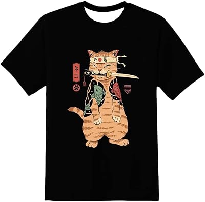 Short sleeve t-shirt printed with 3D cartoon chat chat for unisex adult men.. Shop with purpose at DIAYTAR NIGERIA and receive products at unbeatable prices within the week.