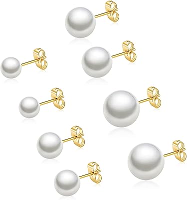 Pearl earrings for women, set of 18 -carat gold -plated pearl earrings, hypoallergenic earrings, pearl earrings, luxury jewelry for women.. DIAYTAR Nigeria: trusted by thousands for fast, reliable delivery.