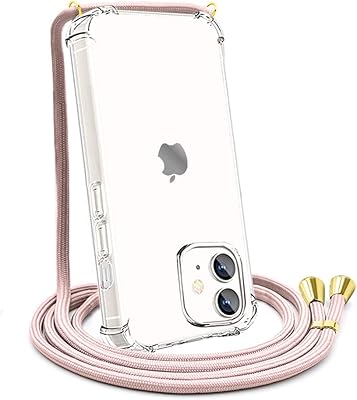 Karoki Shopping case for iPhone 12 and iPhone 12 Pro, Mobile necklace with metal strap, transparent shell in flexible polyurethane resistant to heat with neck strap, gold.. Embrace the convenience of DIAYTAR NIGERIA with thousands of products at your fingertips, delivered nationwide.