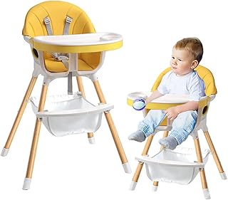 Convertible high chair 3 in 1 for baby, high wooden chair with double removable tray, baby feed chair, toddler chair, adjustable feet, removable footrest, fillet bag and PU cushion, 5-point harness.. DIAYTAR NIGERIA: Redefining e-commerce with affordable prices and reliable nationwide shipping.