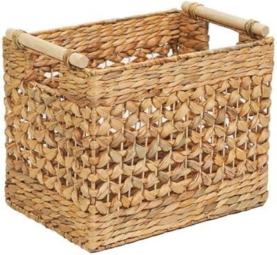 Middle size Home Smiths water basket with rattan handles, L35 x L25 x H30 cm.. DIAYTAR NIGERIA: Where shopping is affordable, selection is vast, and delivery is always reliable.