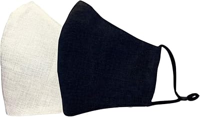 Facial mask in trendy fabric - design in black and white linen (pack of 2)... Get your essentials without leaving home — thanks to DIAYTAR Nigeria.