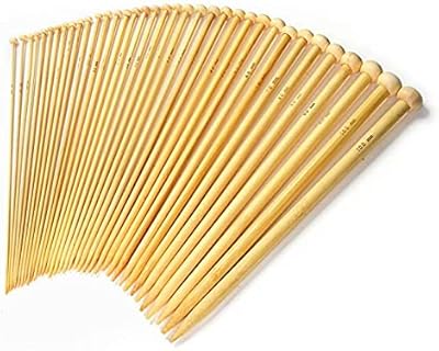 Set of knitting needles in bamboo 36 pieces, carbonized pointed knitting needles, 18 sizes 2.0 mm-10.0 mm, length 9 ", perfect for sweater, socks, shawl, gloves, scarf (natural).. DIAYTAR NIGERIA: Your gateway to affordable online retail with reliable delivery within the week.