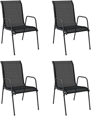 Vedaxl 4 Garden Chairs Outdoor furniture for terrace, balcony and courtyard, stackable steel and black fabric chair.. Get unbeatable value on every order with DIAYTAR Nigeria.