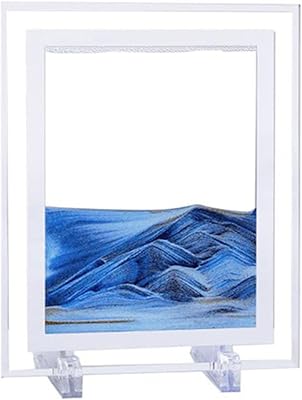 Photo framework of colorful art moving for desk - Deep sea landscape in 3D square glass - Fluid dynamic art hourglass for the decoration of the house and the office (blue, 7 inch).. Shop with intention at DIAYTAR NIGERIA, offering thousands of products at budget-friendly prices.