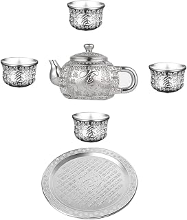 Set of ancient metal teapot: old Turkish teapot, ancient tea cups, Chinese tea kettle in zinc alloy to drink leaf tea and afternoon tea.. Why shop anywhere else? DIAYTAR Nigeria has it all and delivers fast.