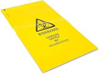Bed waste bag with adhesive tape to identify and highlight dangerous waste - yellow color - 30 cm x 20 cm length x width - (pack of 50 pieces).. DIAYTAR NIGERIA: Your gateway to affordable online retail with reliable delivery within the week.