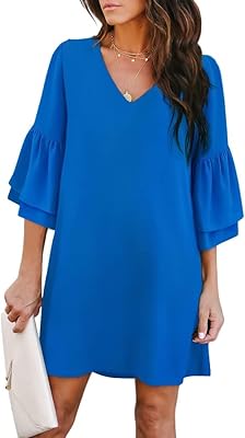 Summer dress for women 2023, beautiful and cute short dress with v -neck and bell sleeves, perfect for weddings or graduation.. Discover thousands of products on DIAYTAR Nigeria with delivery between 5 to 8 days across the country.
