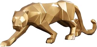 Statues of abstract tiger in hand carved resin for a modern house decoration (gold, s).. DIAYTAR NIGERIA redefines convenience with our diverse marketplace and affordable nationwide shipping.
