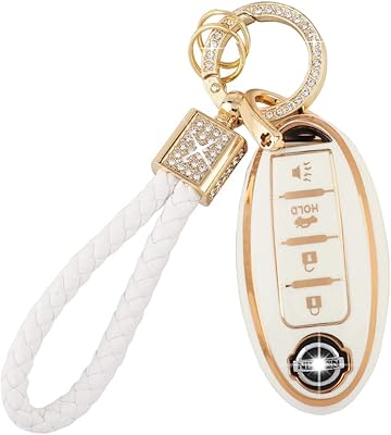 BEVOGUE keychain in white and gold TPU, white and gold, for Nissan-A.. DIAYTAR NIGERIA: Your trusted partner for affordable online shopping with reliable delivery timeframes.