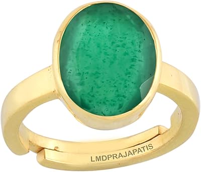 Adjustable Panna Ring in natural Panna Panna Panna Plated Gold and Emerald certified (green, 13.00 carats) for men/woman, gold plated, emerald.. Shop with purpose at DIAYTAR NIGERIA, where diverse selection meets budget-friendly nationwide delivery.