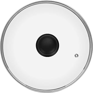 Royalford tempered glass cover 28 cm with bakelite handle - RF11727, 3.8 mm thickness, transparent cover with stainless steel frame with ventilation hole to evacuate steam.. DIAYTAR NIGERIA: Where smart shoppers find everything they need at prices they can afford.
