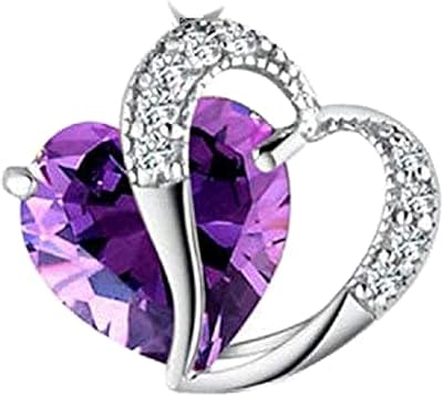 Heart -shaped pendant necklace set with a cubic zircony -zircony amethyst stone with a 43 cm - purple chain, white gold plated, cubic zirconia.. Enjoy the simplicity of shopping with DIAYTAR NIGERIA, offering vast choices delivered in just 5-8 days.