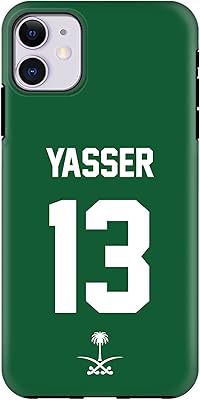 Stylized rigid shell for Apple iPhone 11 Mixed double layer PC + Personalized phone shell with MATE finish protective layer - Saudi arabian football team, Yasser player name.. Enjoy a hassle-free shopping experience with DIAYTAR Nigeria, where products are categorized for your convenience and delivery is always on time.