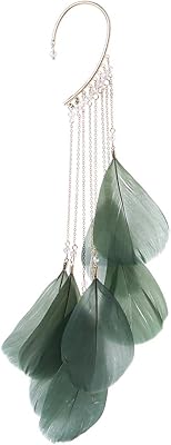 Elegant earring, Asukuho Boho Natural feather Plume Without piercing cufflink women female female.. Tired of overpriced goods and slow delivery? DIAYTAR Nigeria brings affordability and speed together with a wide selection of products.